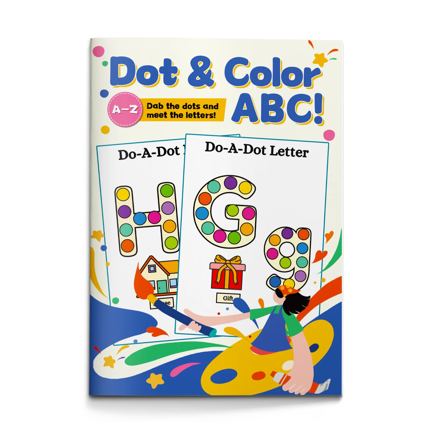 Children's alphabet coloring book, cute cartoon patterns, preschool early education workbook, boost your baby's hands-on skills