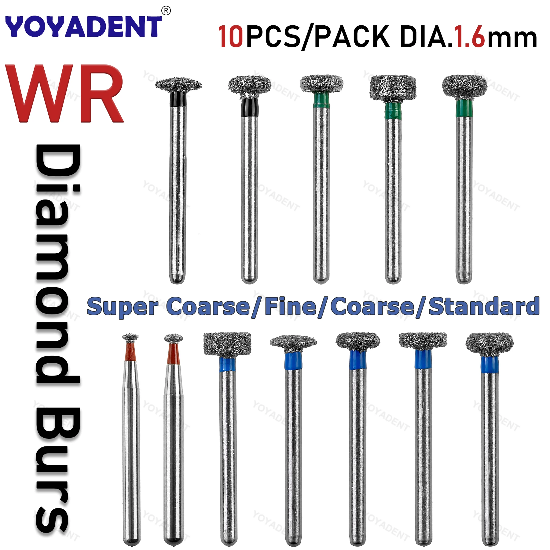 

Стоматологические боры, алмазные боры, колеса с круглыми краями, полировальные сверла для высокоскоростных наконечников, диаметр 1,6 мм, 10 шт./упак., стоматологические инструменты