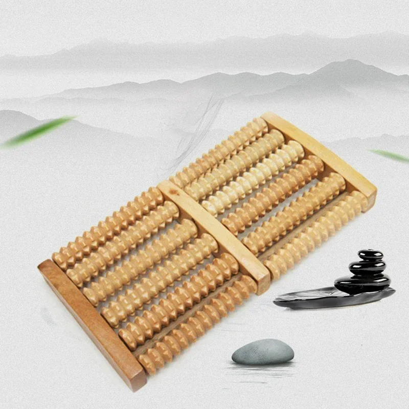 5 6 Row Wooden Foot Roller Massager Reflexology Relax Relief Foot Massage Wheel Anti Cellulite Foot Massager Care Tool