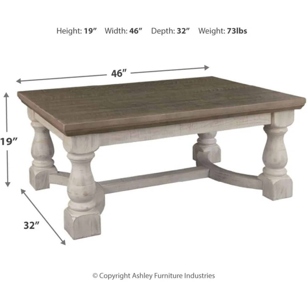 Farmhouse Rectangular Coffee Table, Gray & White,Coffee Table