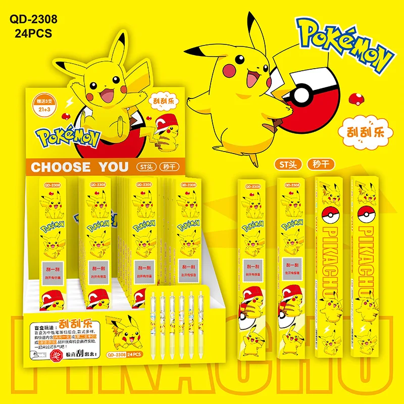 

24 pcs/lot Pokemon Creative Press Gel Pen Cute 0.5mm Black Ink Neutral Pens Promotional Gift Office School Supplies