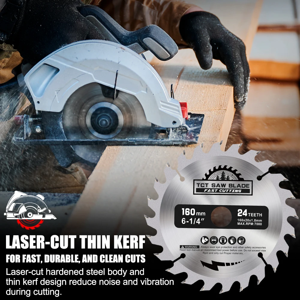 XCAN 1 st Cirkelzaagblad 160mm Hout Slijpschijven Carbide Zaagblad Boring 20mm Houtbewerking Snijgereedschappen 16/24/30/48/60/80 T