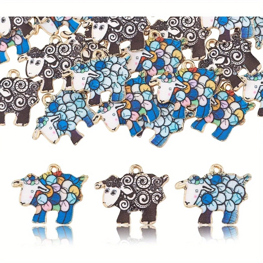 2/5/10pcs Multi-color Alloy Animal Sheep Shaped Pendant Easter Gift for DIY Bracelet Necklace Earrings Keychain Pendant Making