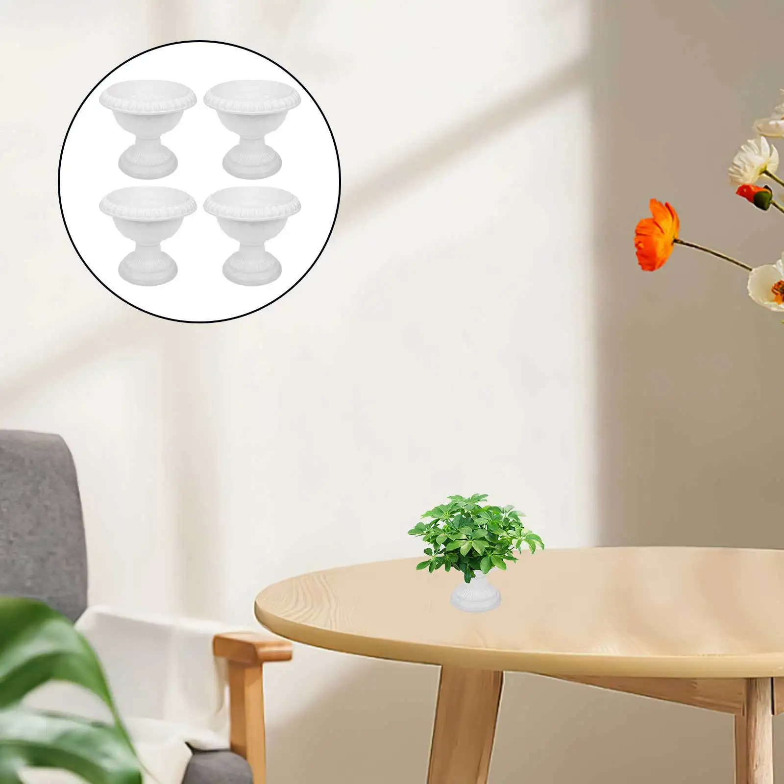 

4pcs Mini European Style Flower Pots Plastic Roman Planters For Balcony Garden Wedding Decor Flower Containers