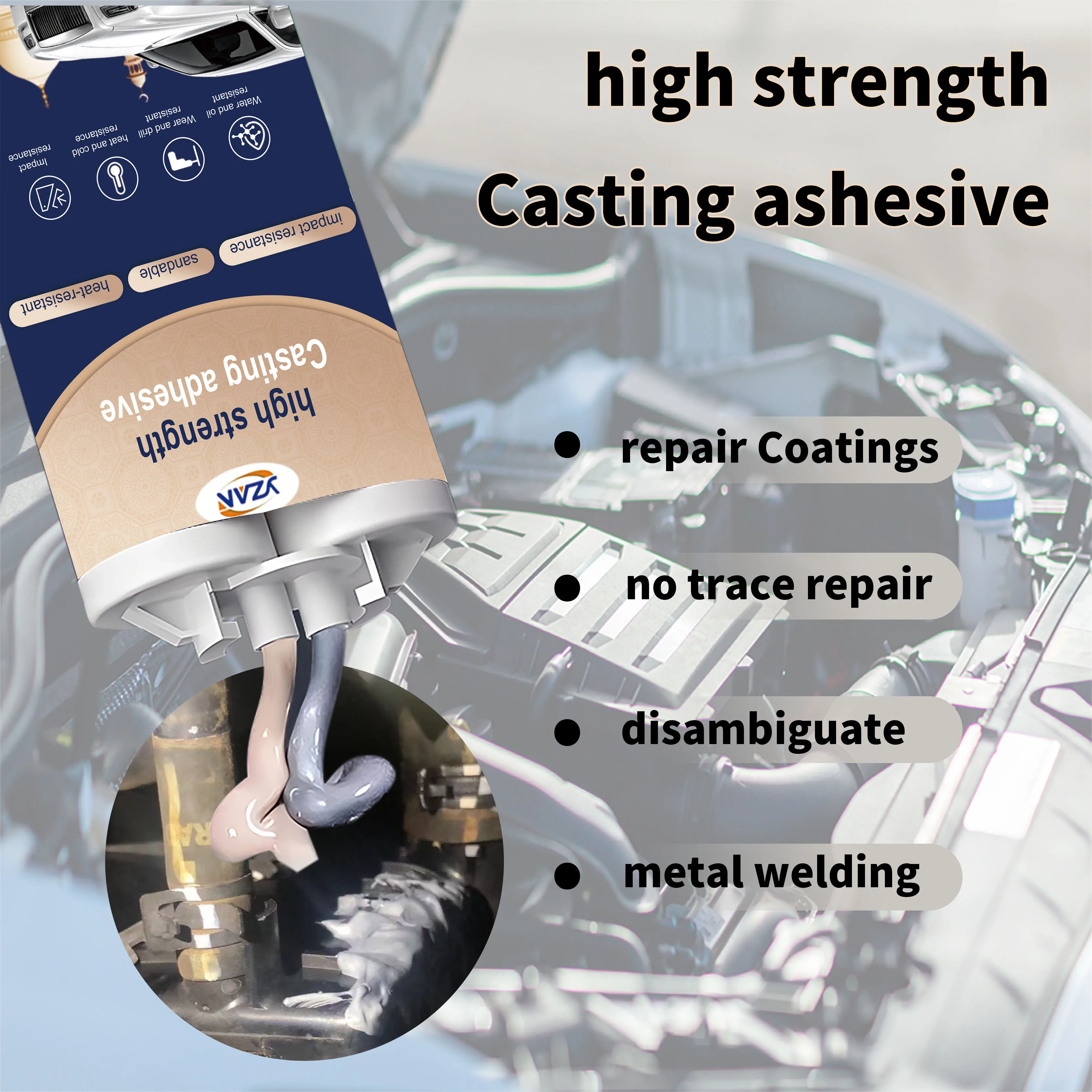 50ML High Temperature AB Casting Glue Type Glue Casting Super Strong Metal Repair Glue Sticks All Liquid Metal Repair  Waterproof Sealant Roof Epoxy Resin Liquid Glue Tool Welding ndustrial Repair Agent.