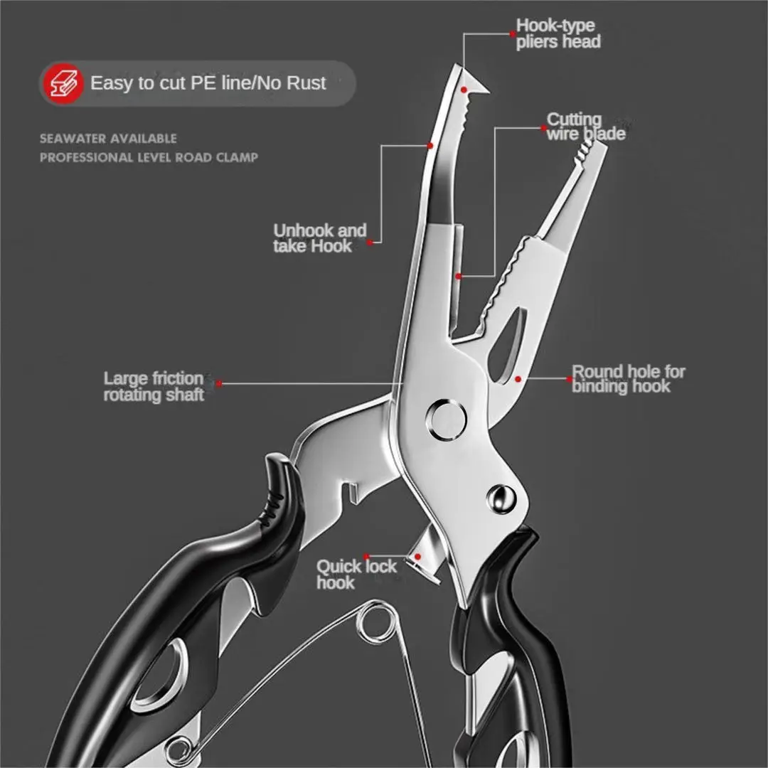 Multifunctional Curved Mouth Road Sub Pliers Cutting Lines Uncoupling Fish Hooks Opening Coils Outdoor Fishing Tools Plier