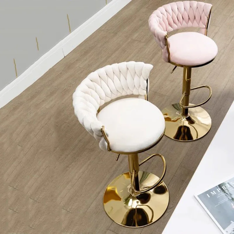 كراسي دوارة بسيطة قابلة للتعديل تصميم حديث وبسيط مقاعد بار إسكندنافية معدنية مريحة تابوريت دي بار أثاث فاخر