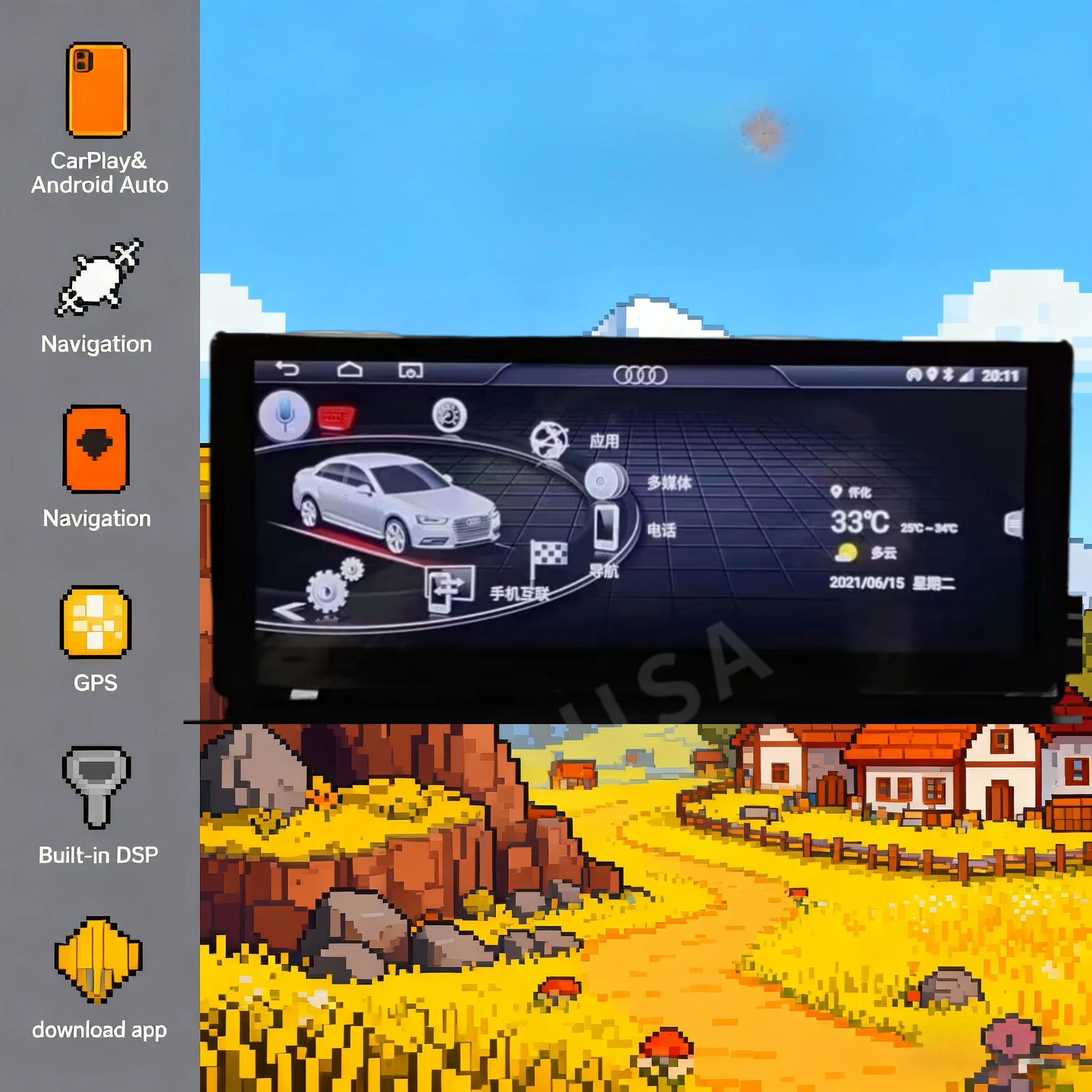 

N Android 14 Screen Car Radio For Audi Q5 Q5L FY 2017 2018 2019 2020 Multimedia Stereo Player Carplay Auto GPS Head Unit