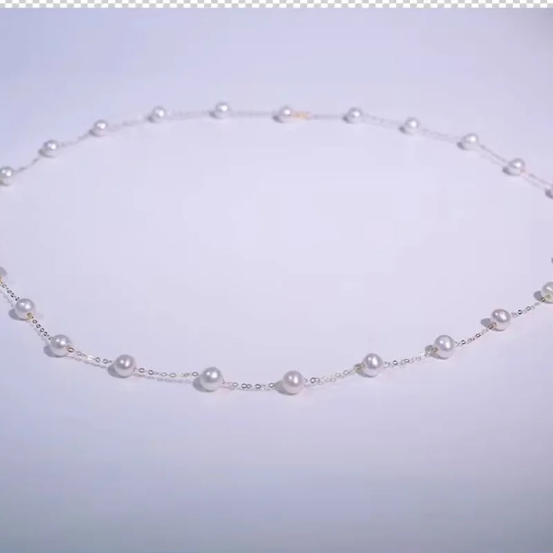 

50cm Exquisite Jewelry Genuine 18K Gold Natural Freshwater Pearl Necklace AU750 Multi functional Necklace Women's Exquisite Gift