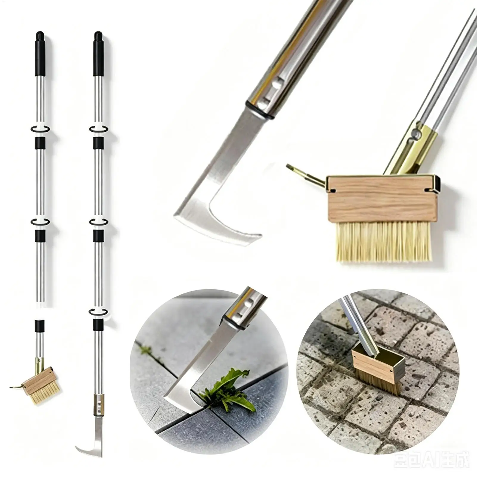 Crevice Weeding Tool Steel Long Handle Hand Wire Brush Crack Weeder Crevice Weeding Tool For Outdoor Garden Yard Lawn Pathway