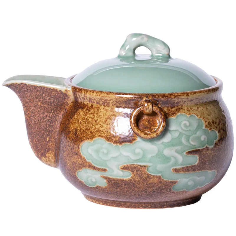 

Kung Fu tea set, teapot, retro, firewood filled glaze, hand-held pot, ceramic household