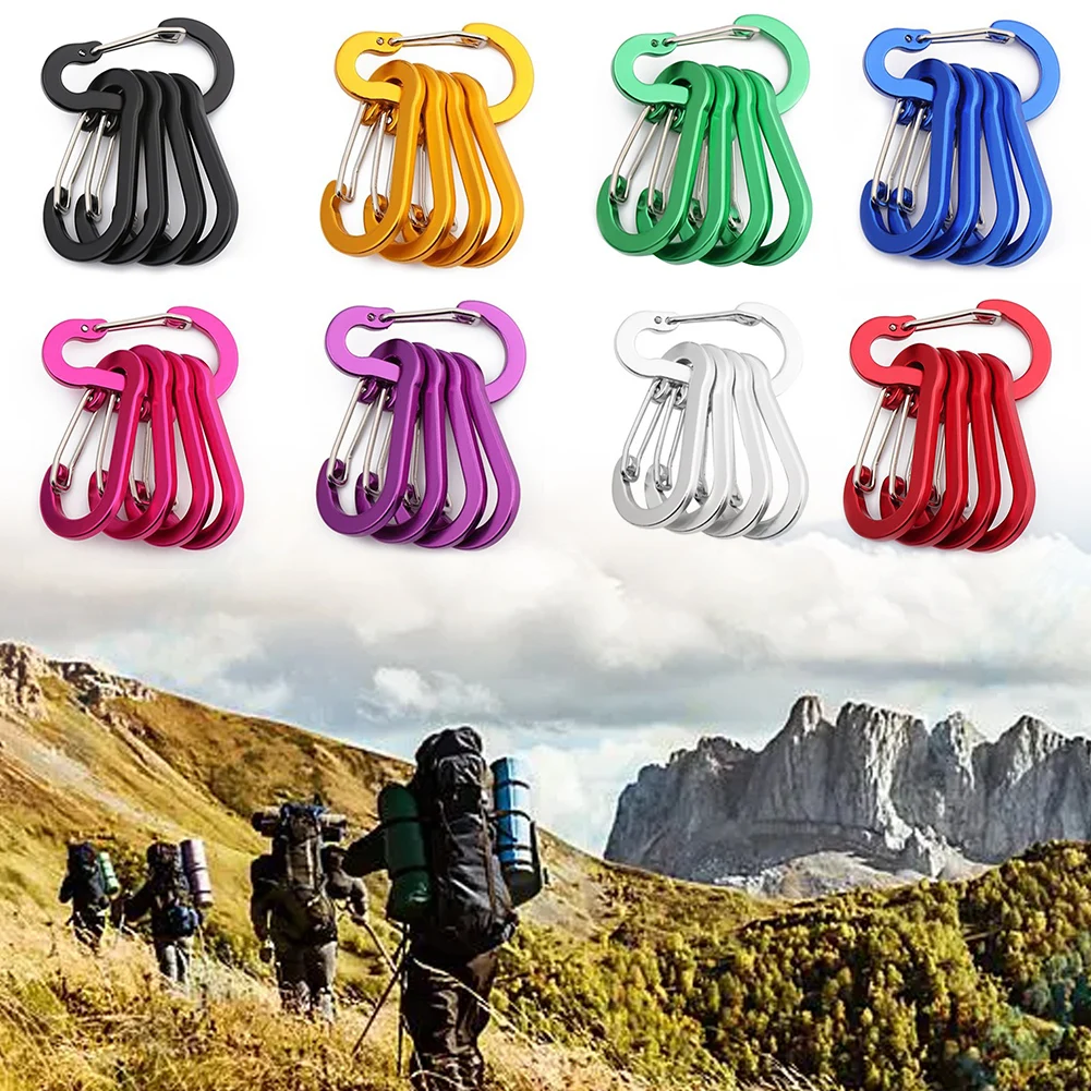 

5 PCS Lightweight Aluminum Alloy Keychain Carabiner Clips For Outdoor Activities Outdoor Gourd Shaped Climbing Buckle