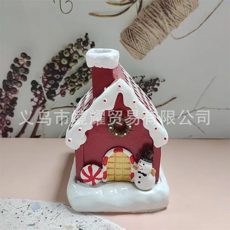 Gingerbread House Ceramic Incense Burner With Snowman Cozy Christmas Home Table Centerpiece Decoration For Kids And Couples