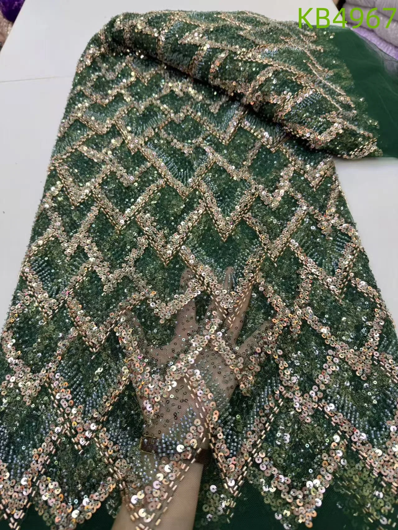 

African Black Beaded Fabrics Sequins Lace Fabrics Gold Beads Tulle Lace Fabric Embroidered Lace Fabrics For Sewing KB4967
