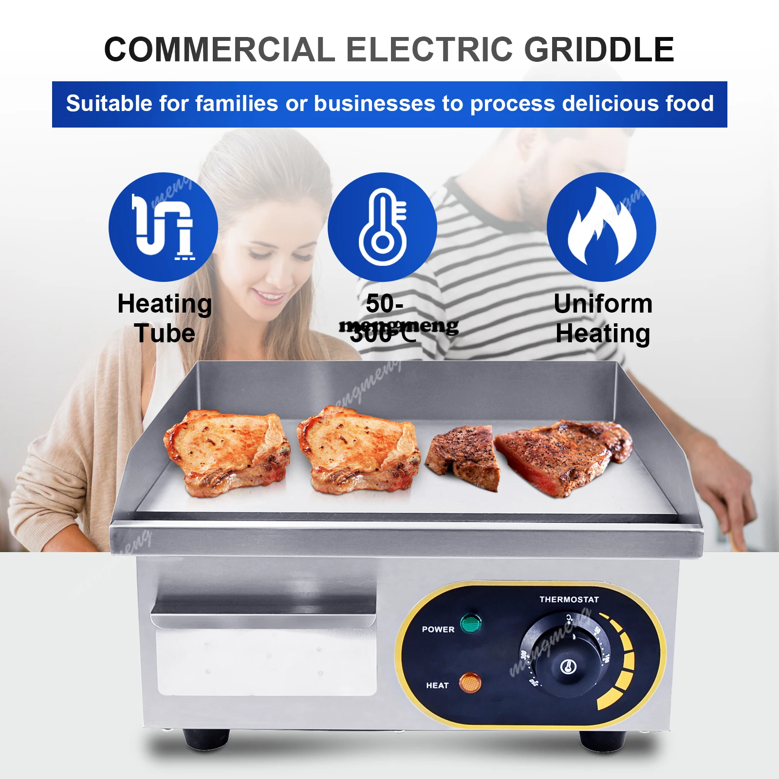 Wholesale Supply ECO Friendly Smokeless Stainless Steel Grill Griddle Machine Electric Griddle Comercial Hamburger