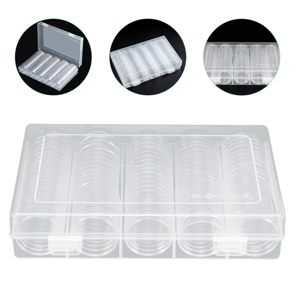 Round Coin Capsules Covers Circle Templates for Drawing Display Cabinet Holders Storage Case Box Plastic