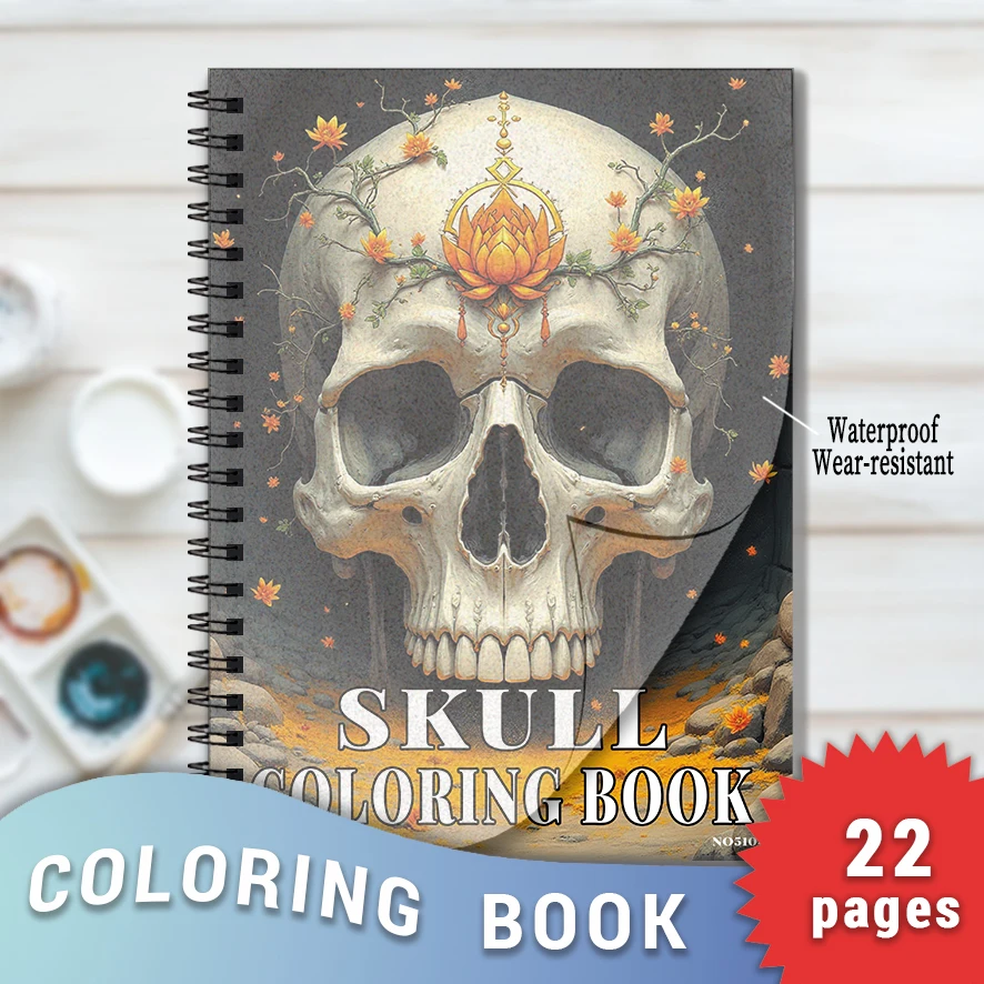 Skull Coloring Book for Adults 8.3x11.2 inches Stress Relieving Creative Art 22 Pages