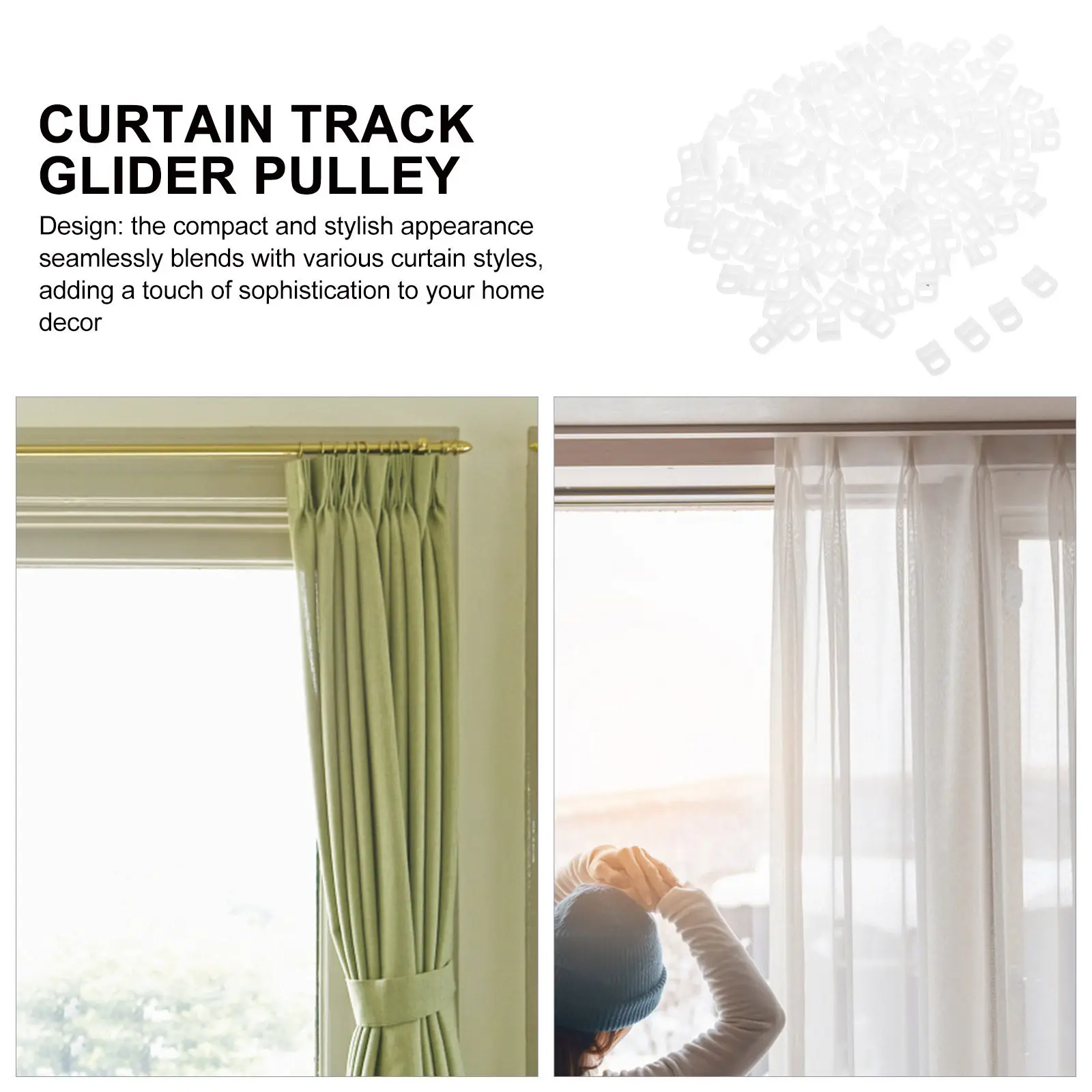 150Pcs Curtain Track Roller Hooks Plastic Gliders Smooth Silent Sliding for Living Room Window Curtains Car Rv Office