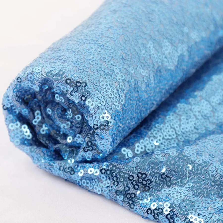 

LightBlue Blue Sequin Fabric by The Yard 2 Yards Mesh Fabric for Sewing Tablecloth Sparkling Glitter Material Ideal for Baby Sh