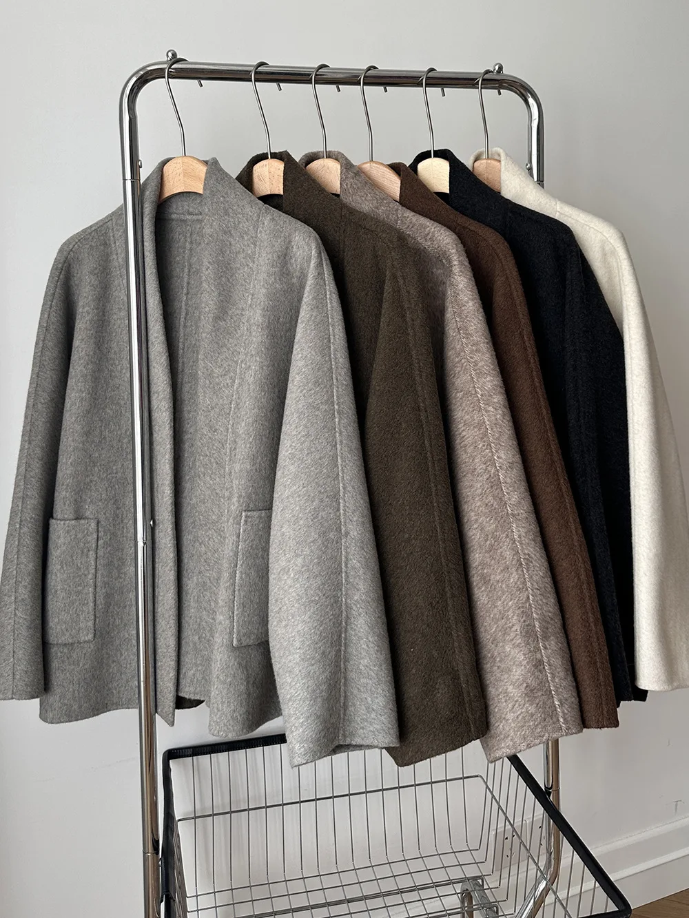 

Loose Elegant Office Lady Fashion Blends Cloak Loose Lazy Hong Kong Style Personalized Coat Woolen Japan All-match Thicked Tops