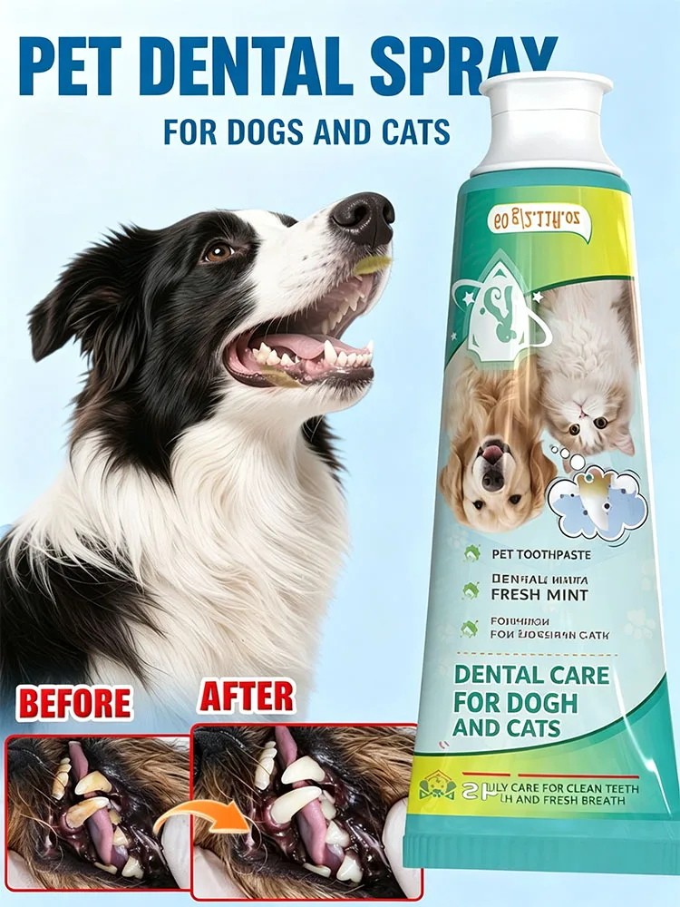 POZOAMIS Pet Teeth Cleaning Toothpaste For Dogs And Cats Deep Teeth Cleaning Removes Plaque Tartar Long-lasting Fresh Breath Odor-Eliminating Product Dental Care For Young Adult Pets Pet Supplies