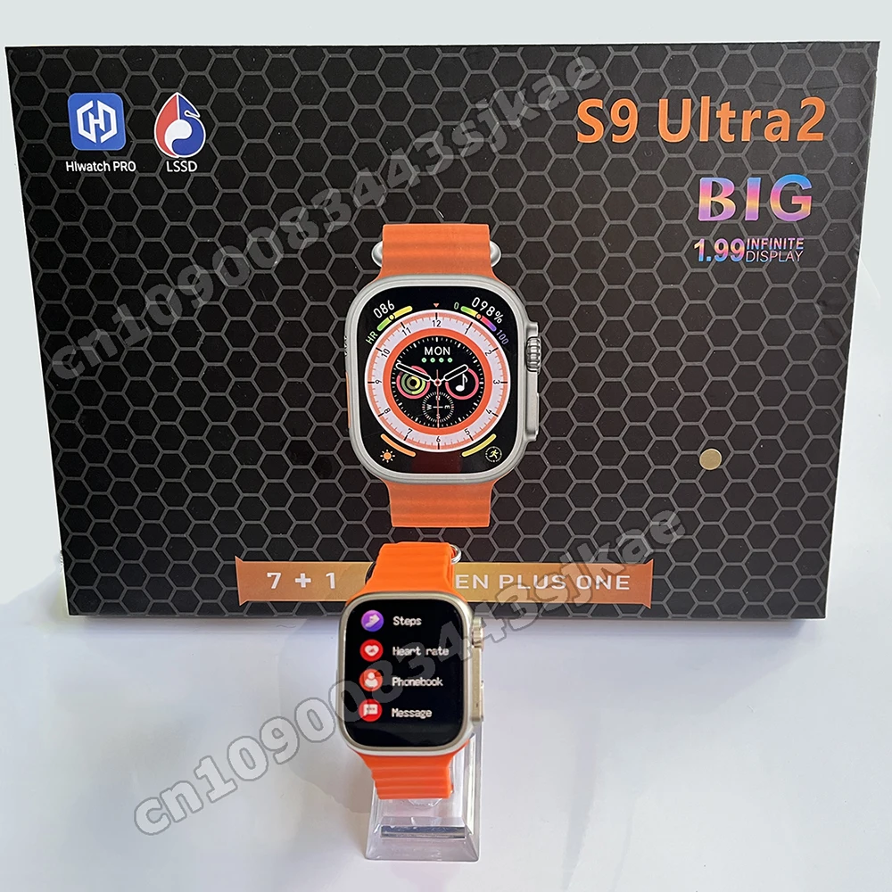 New S9 Ultra2 Smart Watch 7in1 2024 Men Women 1.44inch Heart Rate GPS Track Bluetooth Call BT Music ECG Monitor Smartwatch