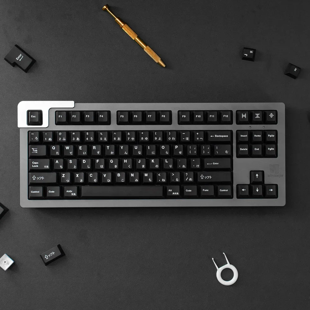 

Minimal black keycap Japanese WOB original factory height PBT sublimation large full set of mechanical keyboard cap 64/75/87/9