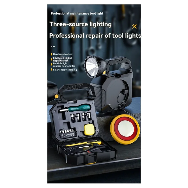 ABNO-多機能屋外ポータブルソーラー懐中電灯USB充電式内蔵ハードウェアツールトーチネジセット