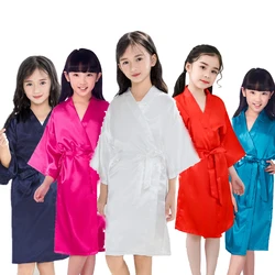 Girls Robes for Kids Solid Silk Satin Robes Children Bathrobe Sleepwear Bath Nightgown for Wedding Spa Party Birthday