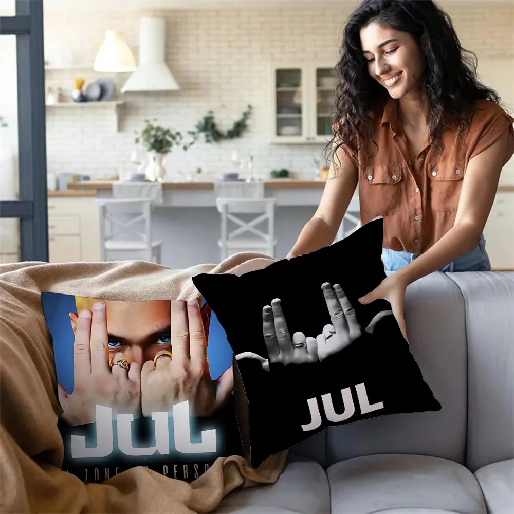 Rapper JuL C\'est Pas Des Lol Pillow Covers Cartoon Sofa Decorative Home Double-sided Printing Short Plush Cute Cushion Cover