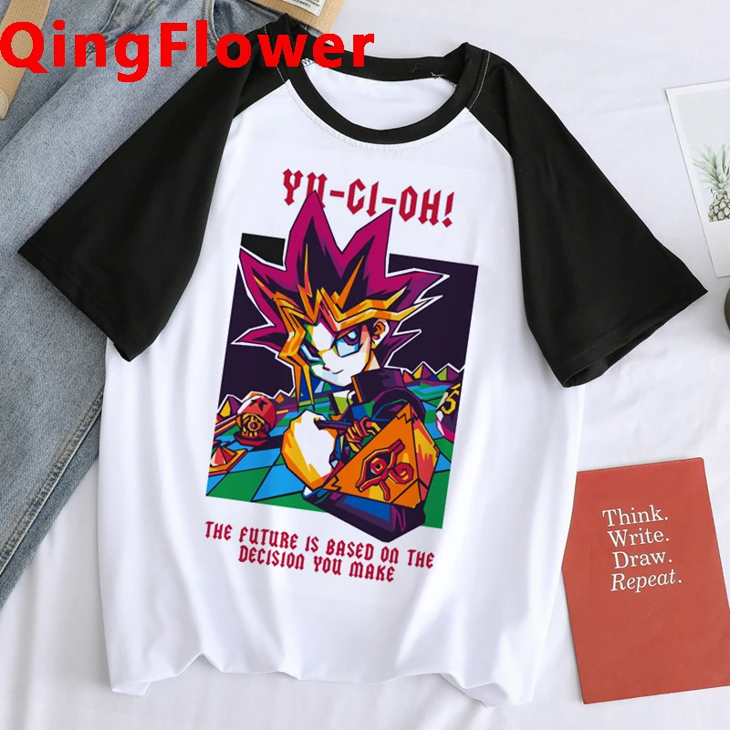 Yugoh-ユーモラスなTシャツ,漫画のキャラクターがプリントされたオルゴールTシャツ,男性用ストリートウェア