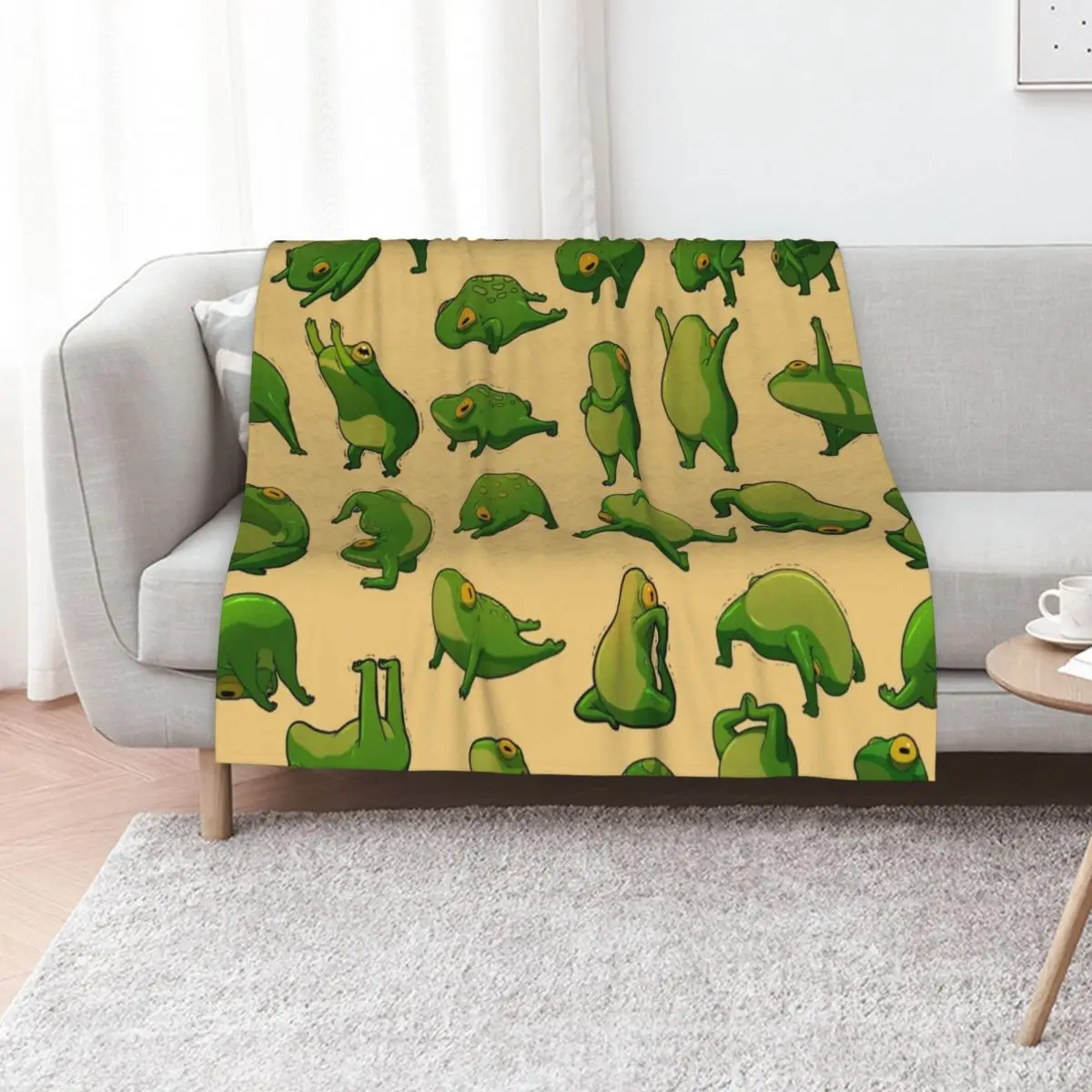 Yoga Frogs Poster With Text Throw Blanket Warm Throw Blanket Gift for Anniversary