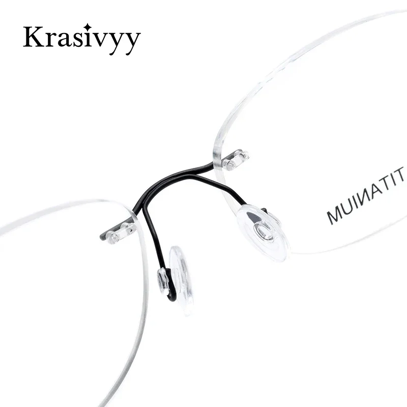 Krasivyy-gafas graduadas cuadradas sin montura para hombre y mujer, marco de titanio, diseño europeo, novedad de 2024