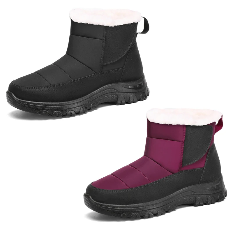 Botas altas de nieve cálidas informales para mujer, zapatos para deportes al aire libre, botines de algodón, botines de suela gruesa de ancho ancho para invierno y otoño