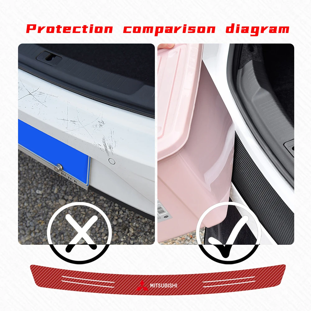 Car Rear Bumper Trunk Carbon Fiber Protective Sticker Anti-scratch Protective Film For Mitsubishi Ralliart Lancer EX Outlander