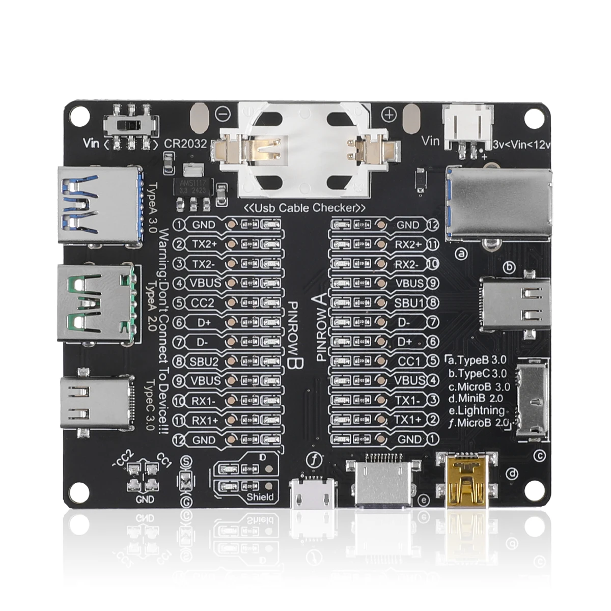 USB Cable Tester Type-C Micro-B Type-B Data Cable Detection Board Short Circuit On-Off Switching For iOS Android Test Board Tool