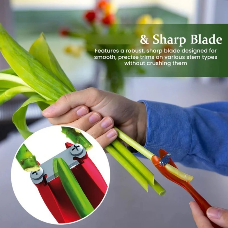 Flower Stem Thorn Stripper Tool with Curved Metal Scraping Head and Textured Long Handle for Rose Bouquet Work M4YD