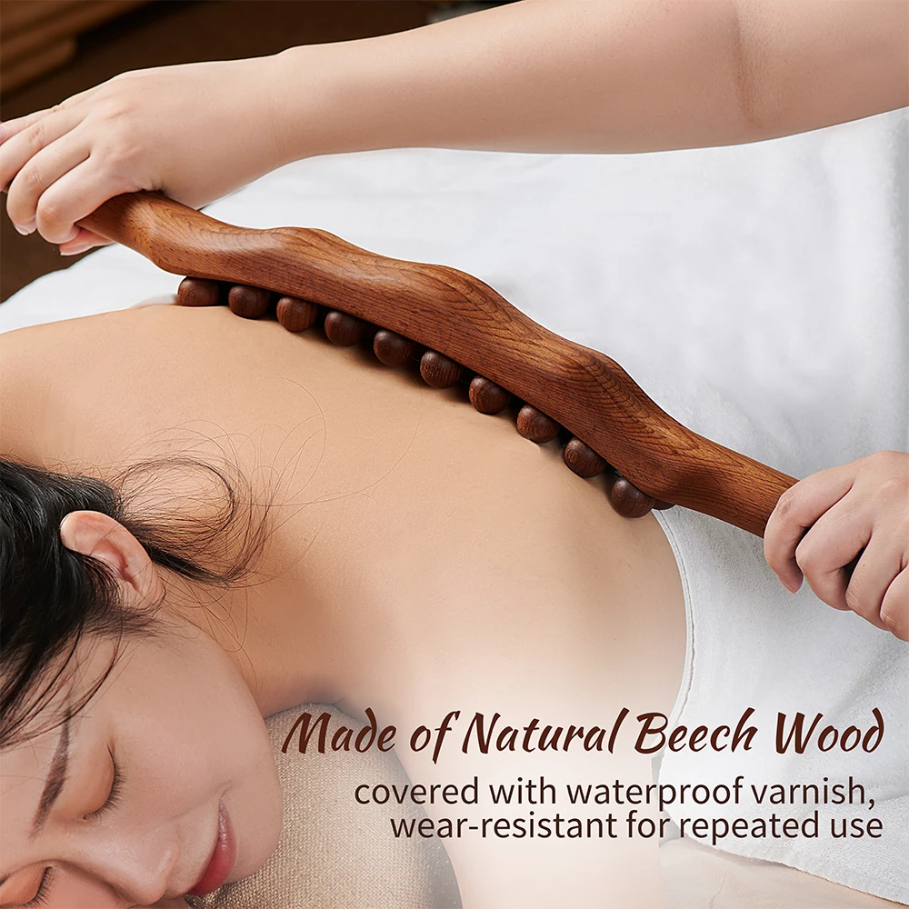 8/20 Beads Gua Sha Massage Stick Carbonized Wood Therapy Wand Meridian Scrapping Point Treatment Guasha Relax Therapy Tool