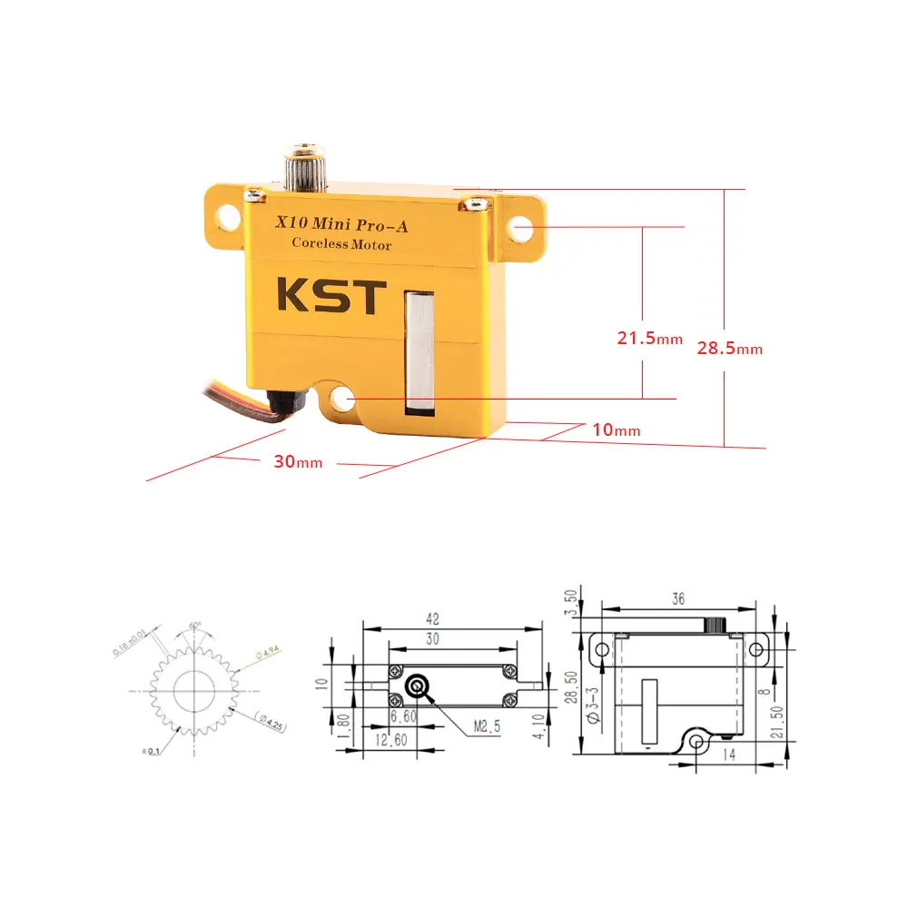 KST X10 Mini Pro 8.0Kgf.cm 0.08sec Digital Metal Gear Servo For Competition Gliders and Large Scale Glider