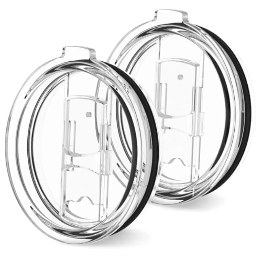 

Крышка стакана на 30 унций, 2 шт., сменная крышка стакана из прозрачного пластика с брызгозащищенным силиконовым кольцом, прозрачная направляющая Eas