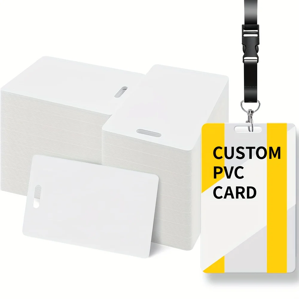 Custom PVC ID Badges Flat Hole, Non-Chip Professional Credential Cards for Business, Events & Organizations - Durable Thick