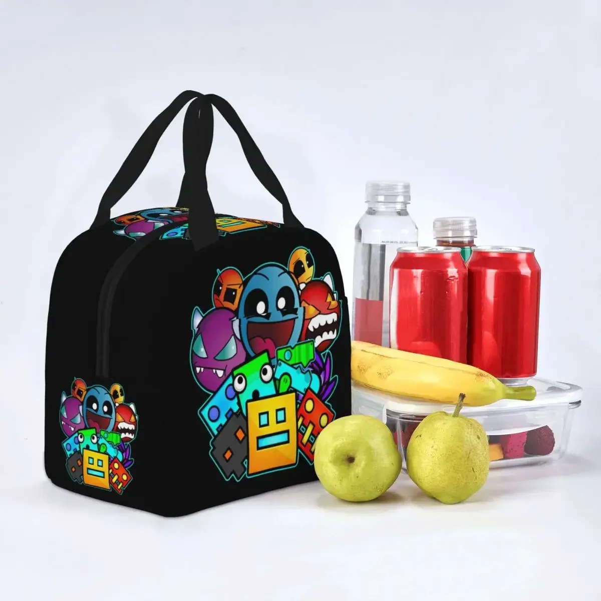 Geometry Cube Gaming Dash Old School Insulated Lunch Bag High Capacity Lunch Container Cooler Bag Lunch Box Tote Office Travel