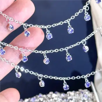 2 מטר קריסטל זכוכית ריינסטון חרוזים קסם תליון נחושת שרשרת קישור עבור תכשיטי ביצוע צמיד שרשרת אביזרי לא דהייה 8 best sales תליוני ריינסטון להכנת תכשיטים - №3