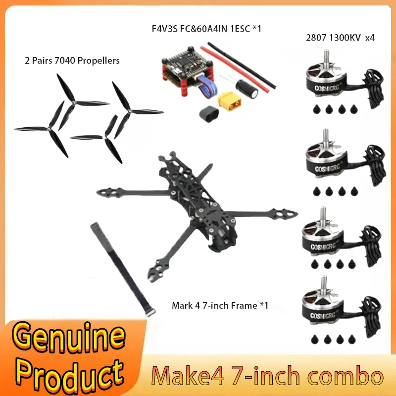 

Mark4 Mark 4 7inch 295mm FPV Carbon Fiber Frame F4 V3S PLUS Stack BLS 60A ESC 2807 1300KV Brushless Motor 7040 propeller RC Kit