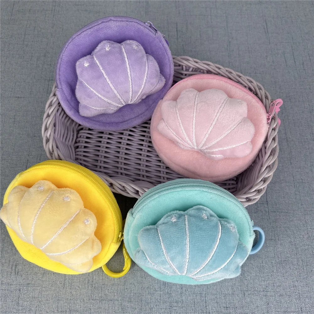 4Colors , 10CM Little Shell Plush Coin Bag , Pocket Coin Pouch Wallet Purse