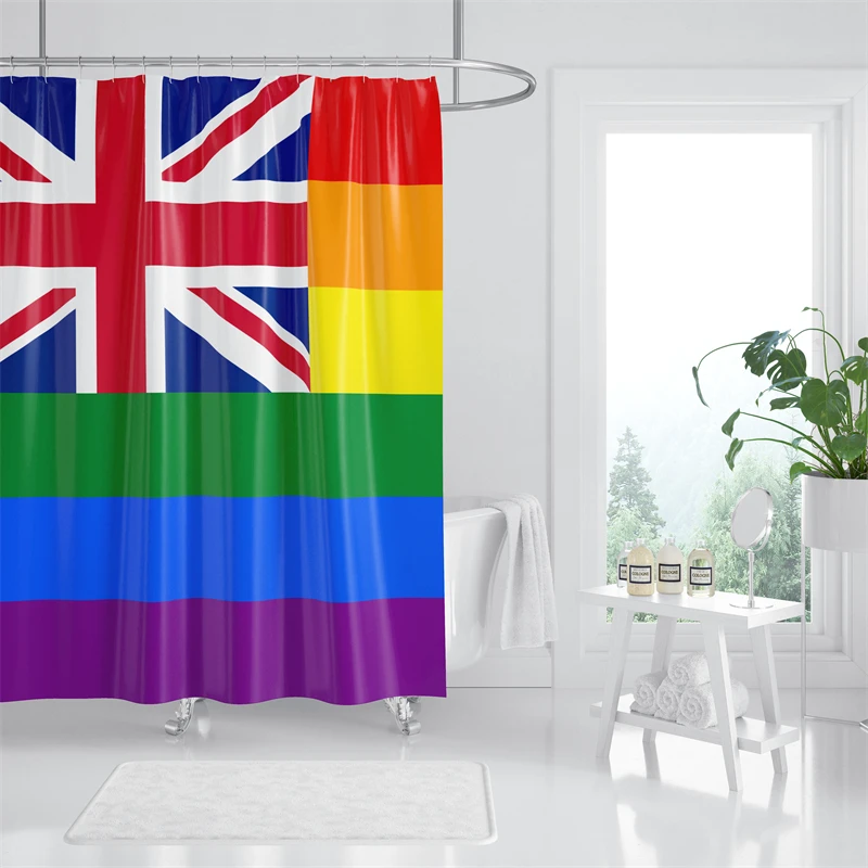 

Aertemisi, Великобритания, Великобритания, ЛГБТ-набор занавесок для душа Rainbow Pride с втулками и крючками для декора ванной комнаты