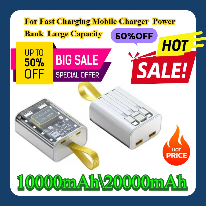 

For Fast Charging Mobile Charger 10000mAh Power Bank 20000mAh Large Capacity