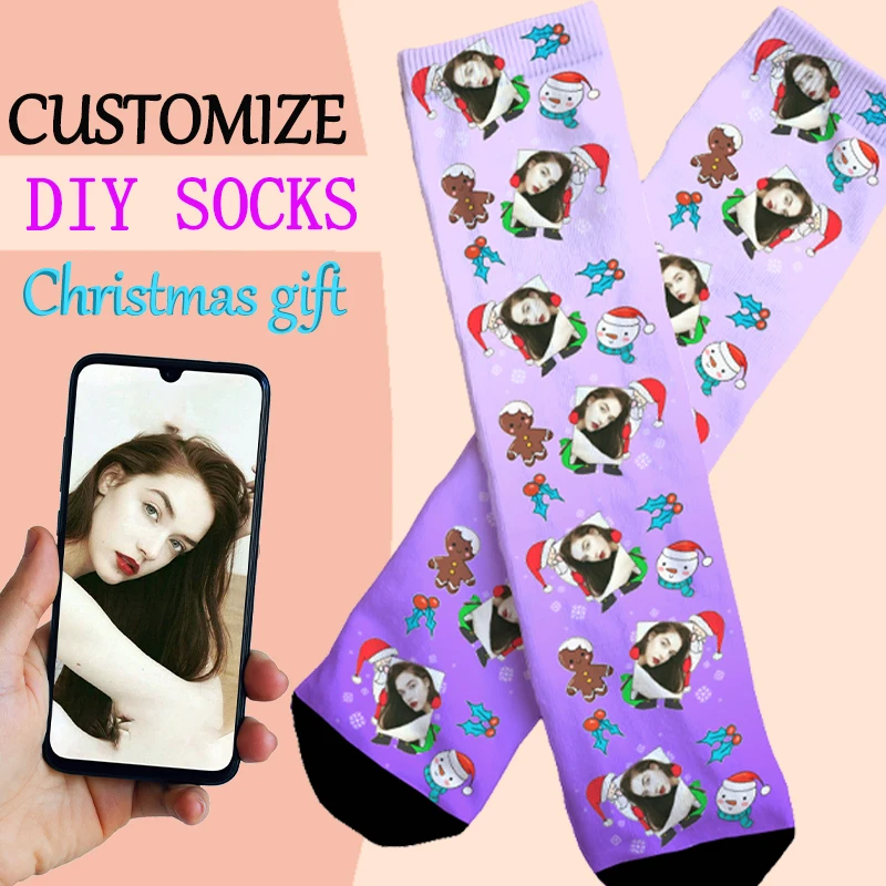 

Private Customized Christmas Gift Socks Your Photos New Design on Socks Fun DIY Long Socks Multiple Styles Suitable For Neutral