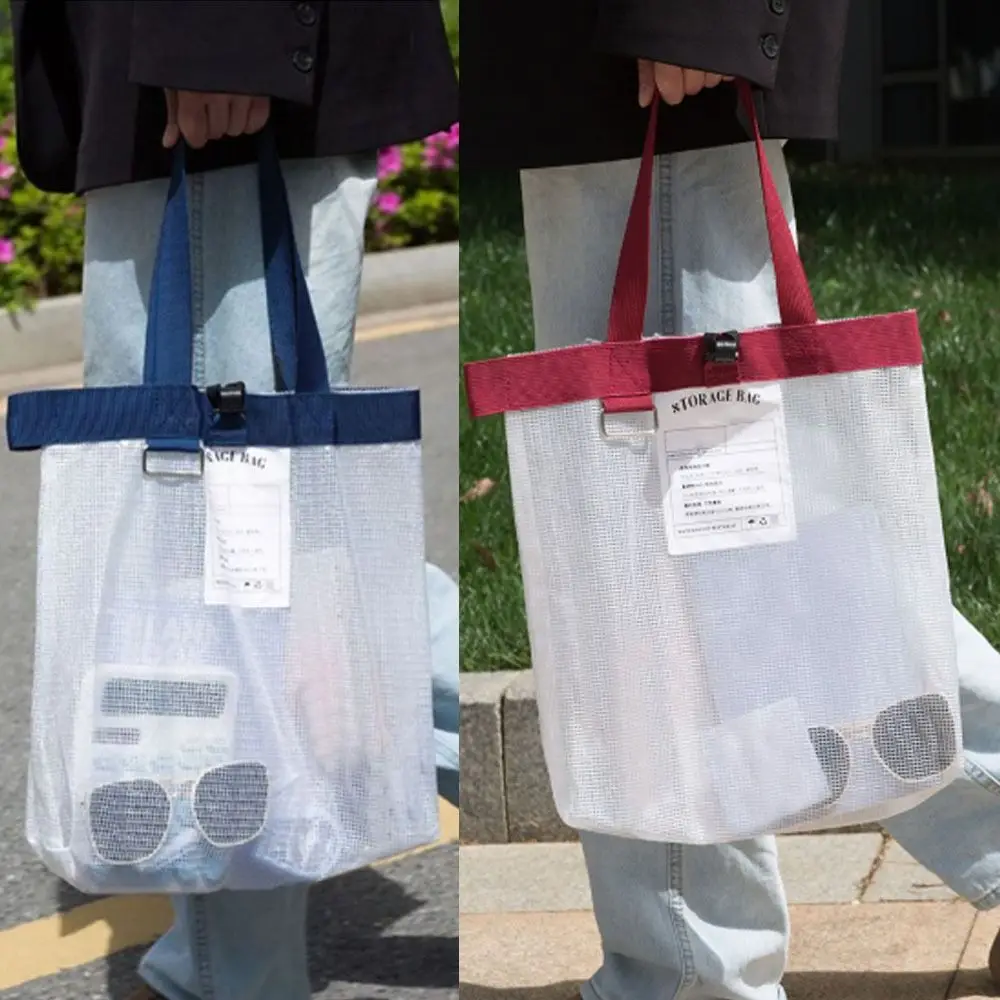 with Zipper and Handle Project Bag Large Capacity Mesh PVC Mesh Art Bag Thickened Waterproof Storage Bag Office Supplies