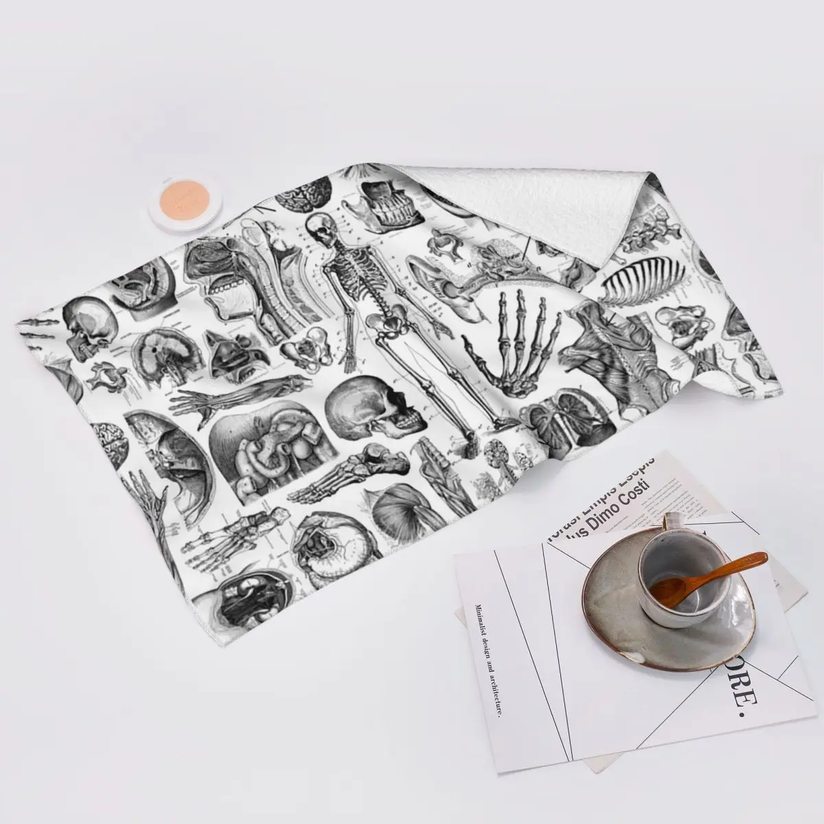 Custom Human Anatomy White Print Soft Face Towel Quick Dry Pool Bath Cotton Towels Absorbent